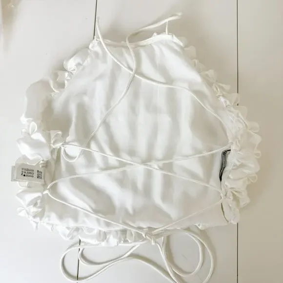 Zara Textured Open Back Strappy Crop Tank Top - S - Picture 3 of 8